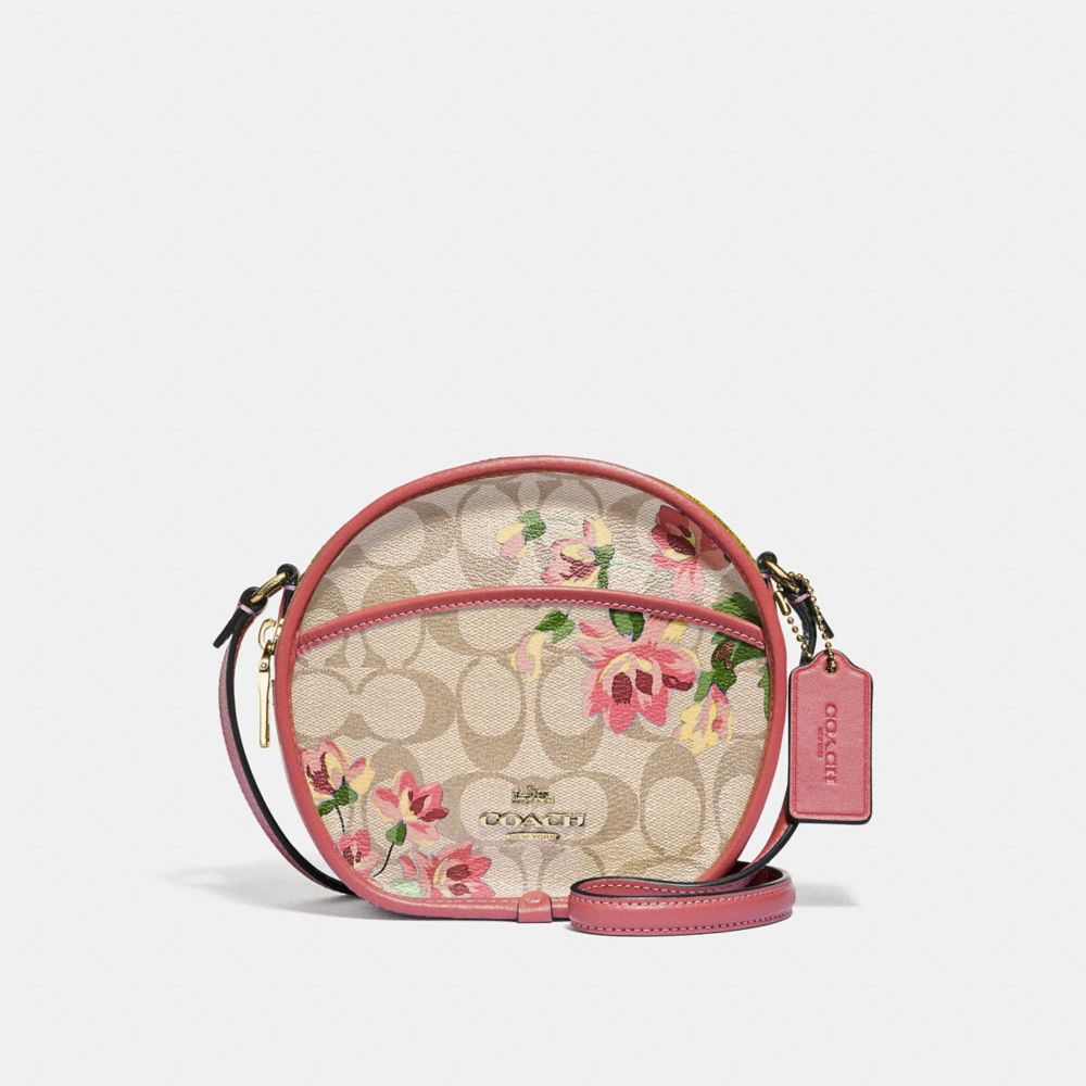 COACH CANTEEN CROSSBODY IN SIGNATURE CANVAS WITH LILY PRINT - LIGHT KHAKI/PINK MULTI/GOLD - F72803