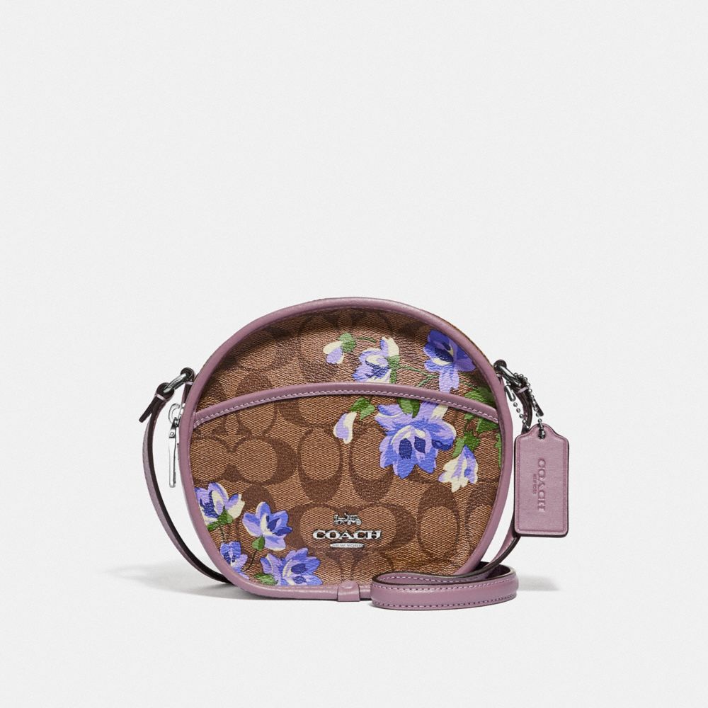 COACH CANTEEN CROSSBODY IN SIGNATURE CANVAS WITH LILY PRINT - KHAKI/PURPLE MULTI/SILVER - F72803