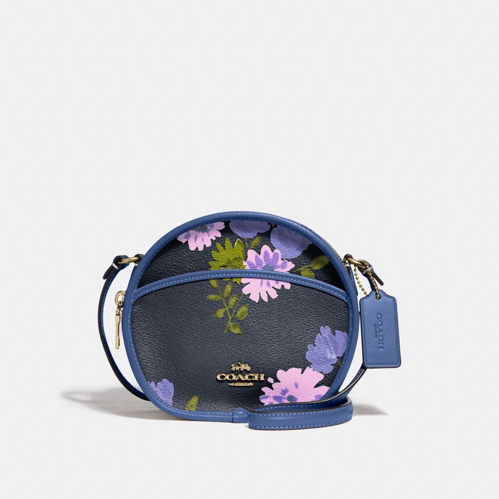 COACH F72804 Canteen Crossbody With Painted Peony Print NAVY MULTI/IMITATION GOLD