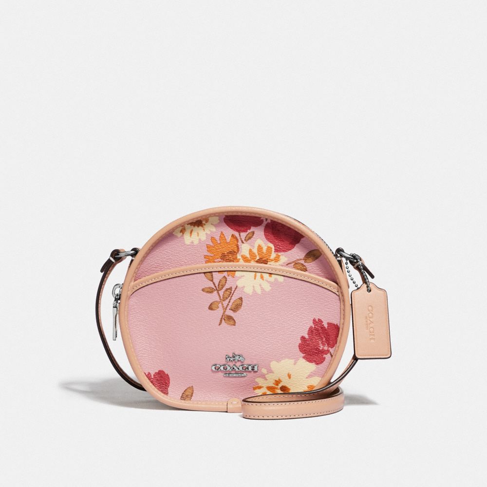COACH CANTEEN CROSSBODY WITH PAINTED PEONY PRINT - CARNATION MULTI/SILVER - F72804