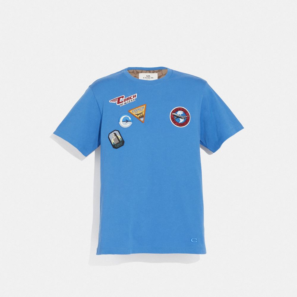 COACH F72813 TRAVEL PATCH T-SHIRT VINTAGE-BLUE