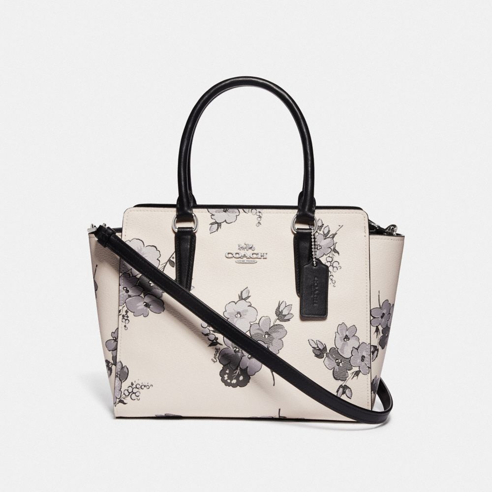 LEAH SATCHEL WITH FAIRY TALE FLORAL PRINT - F72837 - SILVER/CHALK MULTI
