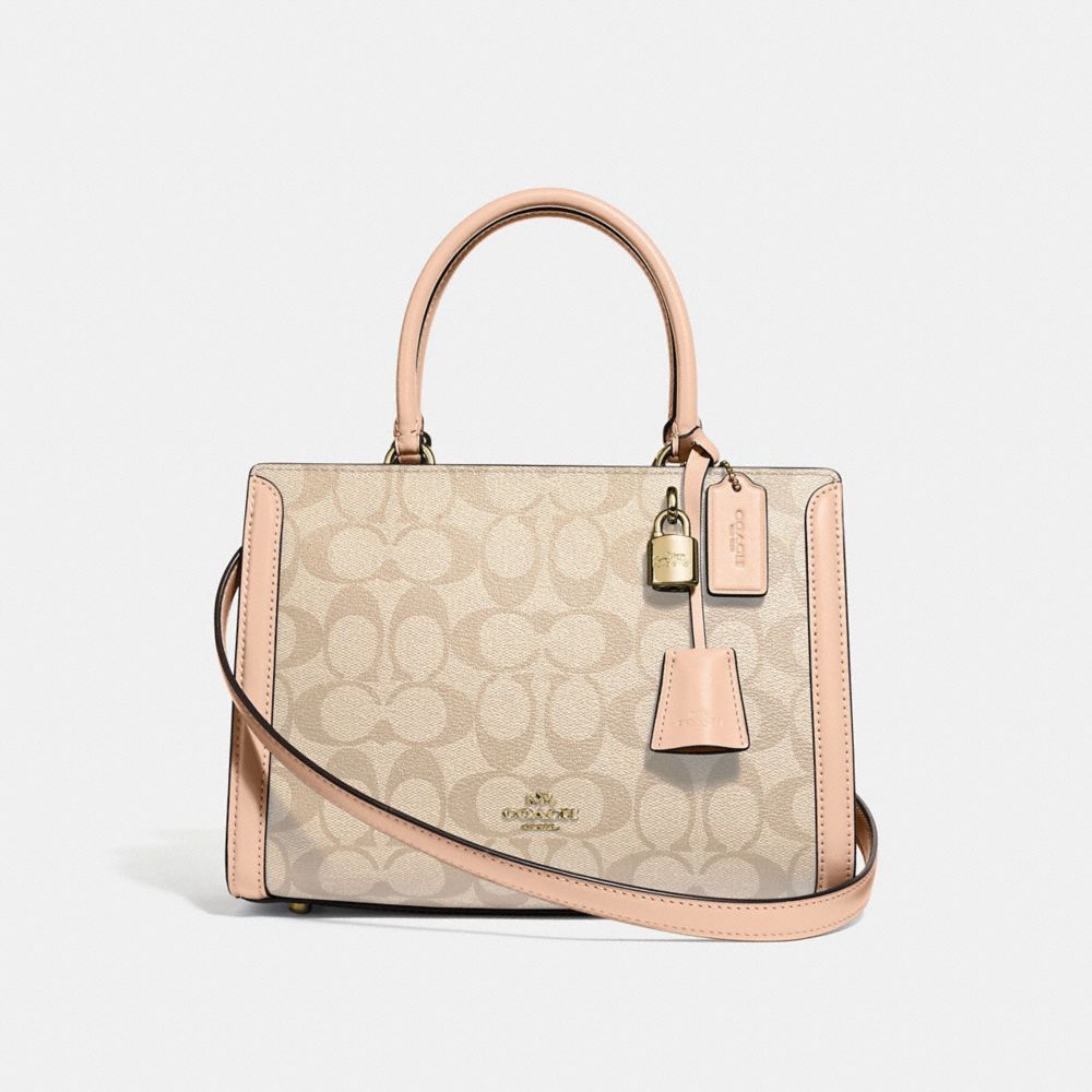 COACH SMALL ZOE CARRYALL IN SIGNATURE CANVAS - LIGHT KHAKI/BEECHWOOD MULTI/GOLD - F72840