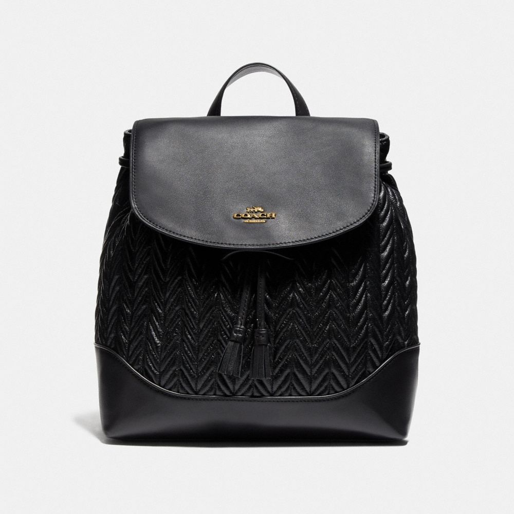 COACH ELLE BACKPACK WITH QUILTING - BLACK/IMITATION GOLD - F72842