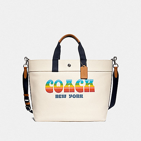 COACH F72848 EXTRA LARGE TOTE WITH RAINBOW COACH ANIMATION CHALK/SILVER