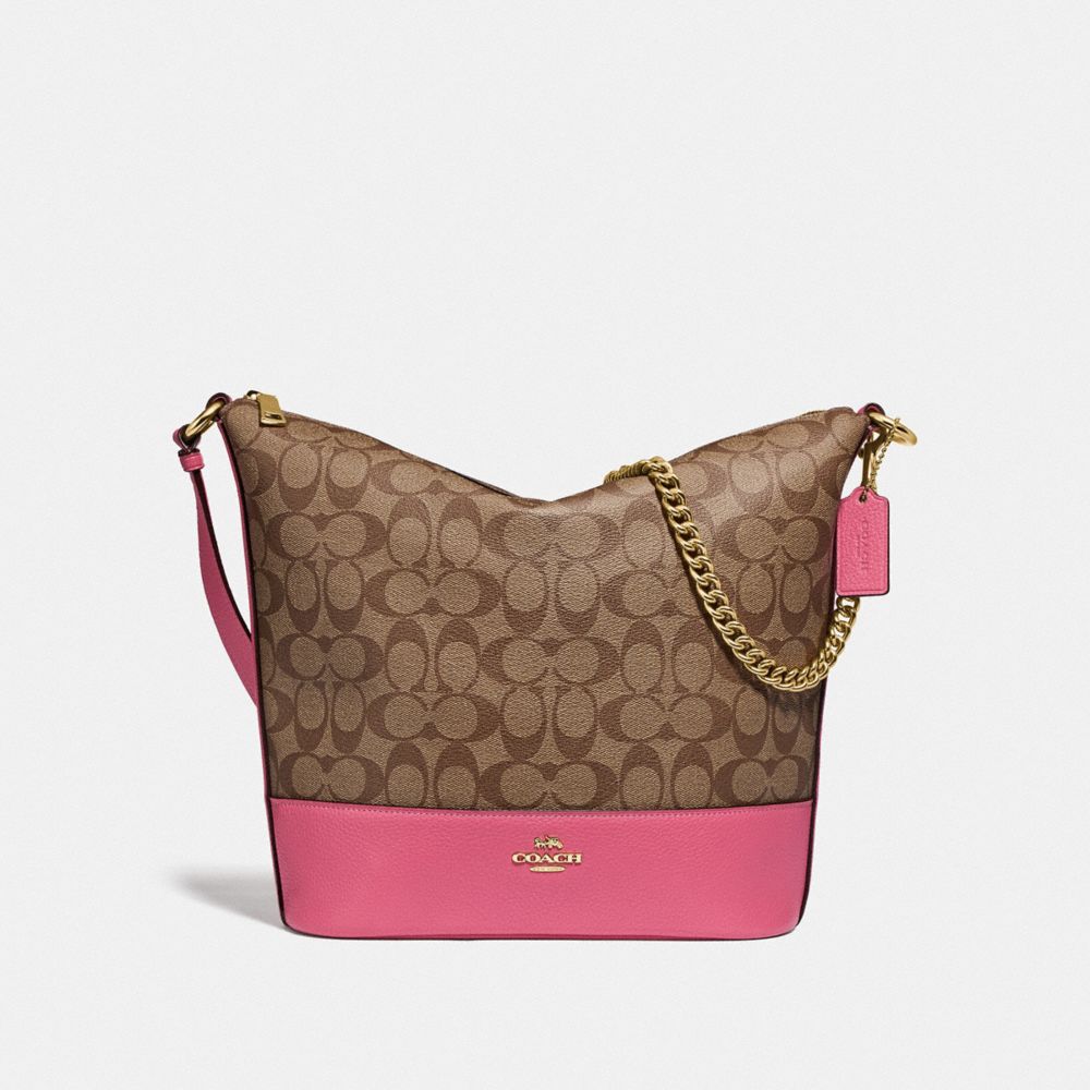 PAXTON DUFFLE IN SIGNATURE CANVAS - KHAKI/PINK RUBY/GOLD - COACH F72852