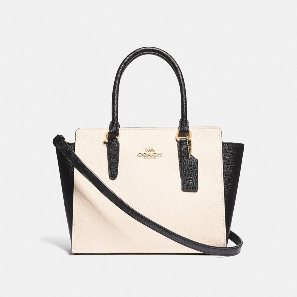 LEAH SATCHEL IN COLORBLOCK - F72891 - GOLD/CHALK/BLACK