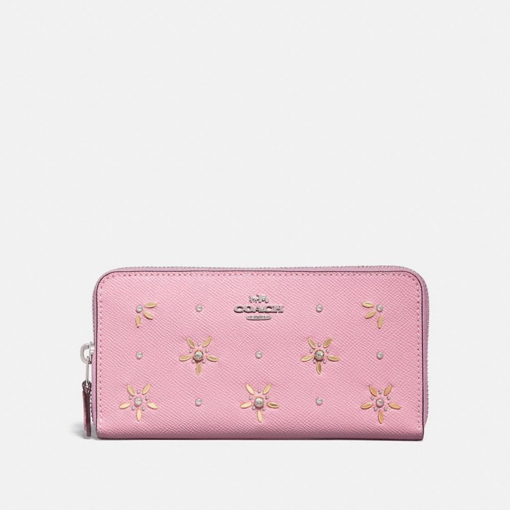 COACH ACCORDION ZIP WALLET WITH ALLOVER STUDS - TULIP - F72892