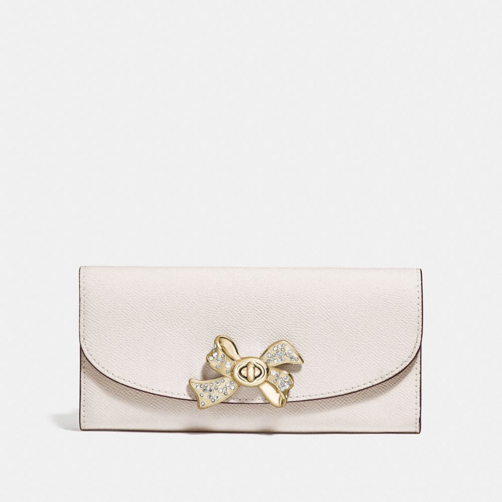 SLIM ENVELOPE WALLET WITH BOW TURNLOCK - F72902 - CHALK
