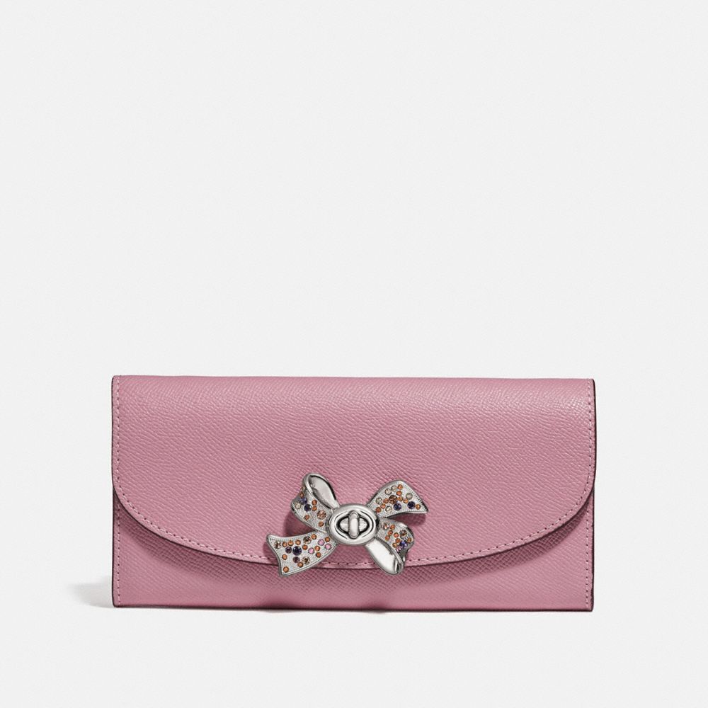 SLIM ENVELOPE WALLET WITH BOW TURNLOCK - TULIP - COACH F72902
