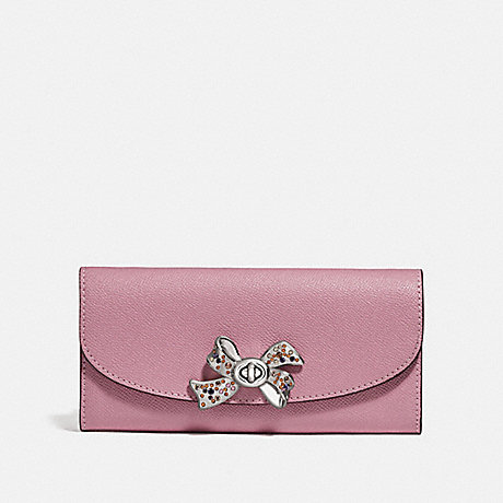 COACH SLIM ENVELOPE WALLET WITH BOW TURNLOCK - TULIP - F72902