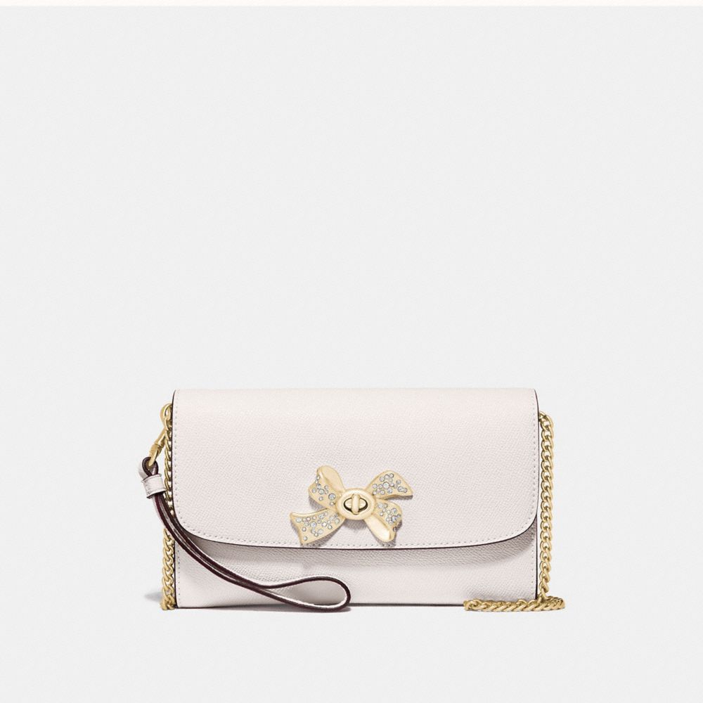 CHAIN CROSSBODY WITH BOW TURNLOCK - F72903 - CHALK/GOLD