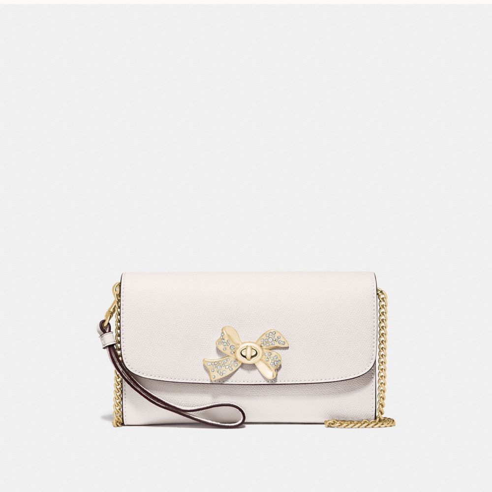 COACH F72903 CHAIN CROSSBODY WITH BOW TURNLOCK CHALK/GOLD