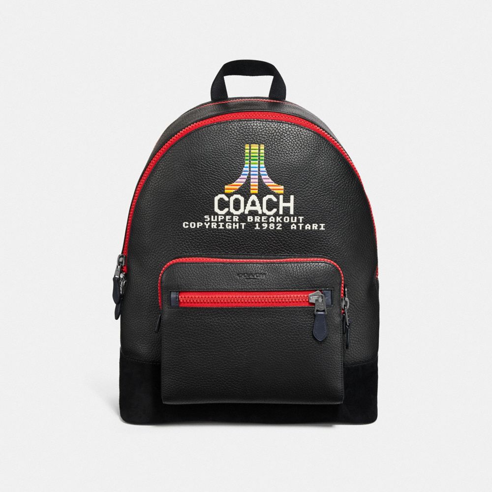 COACH F72914 West Backpack With Atari Coach Motif BLACK MULTI/BLACK ANTIQUE NICKEL