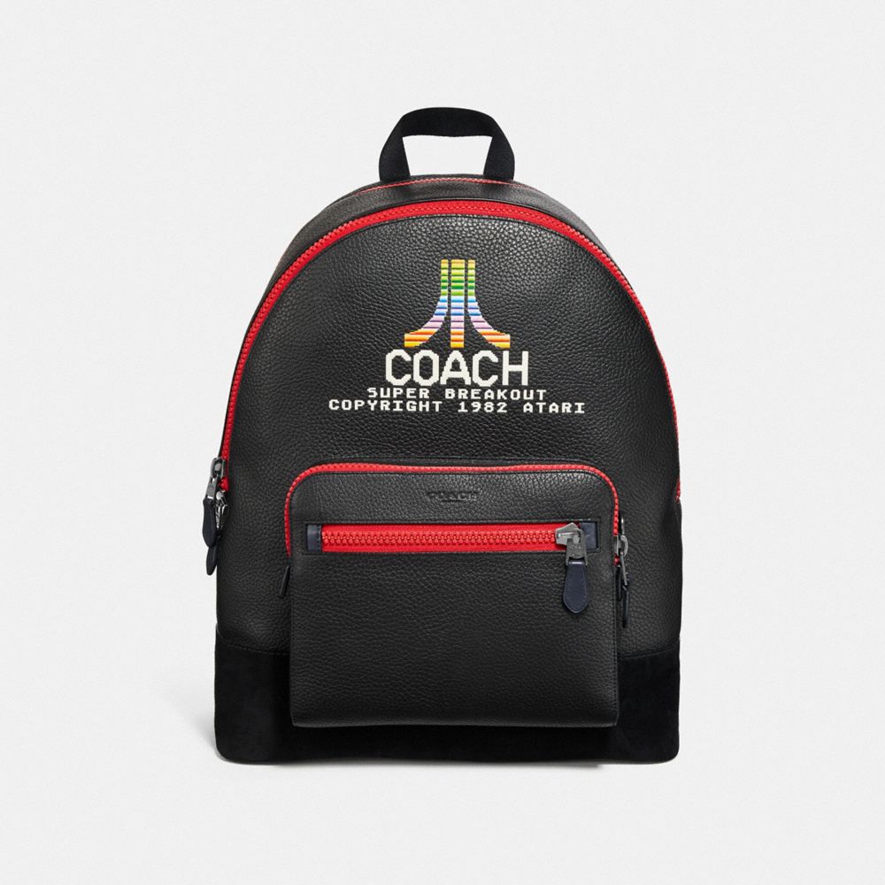 WEST BACKPACK WITH ATARI COACH MOTIF - BLACK MULTI/BLACK ANTIQUE NICKEL - COACH F72914