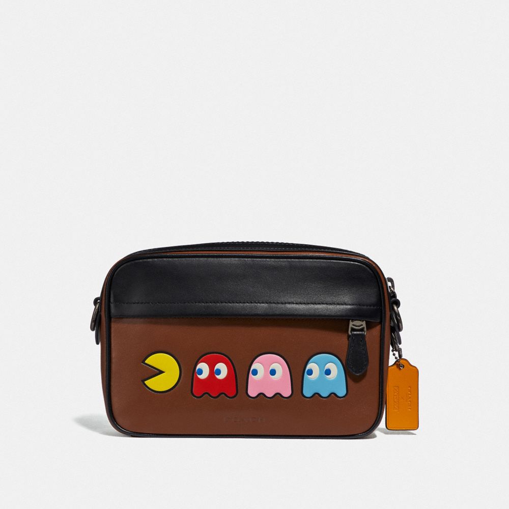 GRAHAM CROSSBODY WITH PAC-MAN MOTIF - F72921 - SADDLE/BLACK ANTIQUE NICKEL