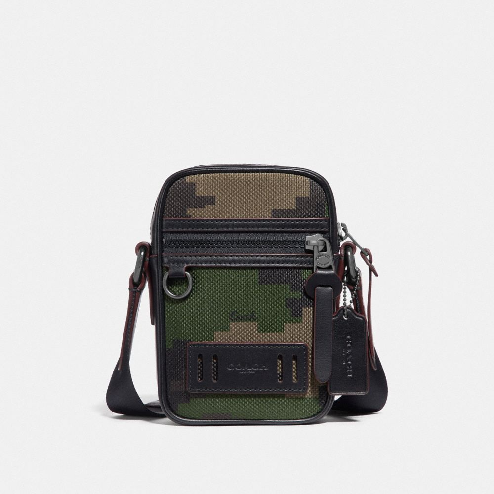 TERRAIN CROSSBODY WITH PIXELATED CAMO PRINT - F72927 - DARK GREEN MULTI/BLACK ANTIQUE NICKEL