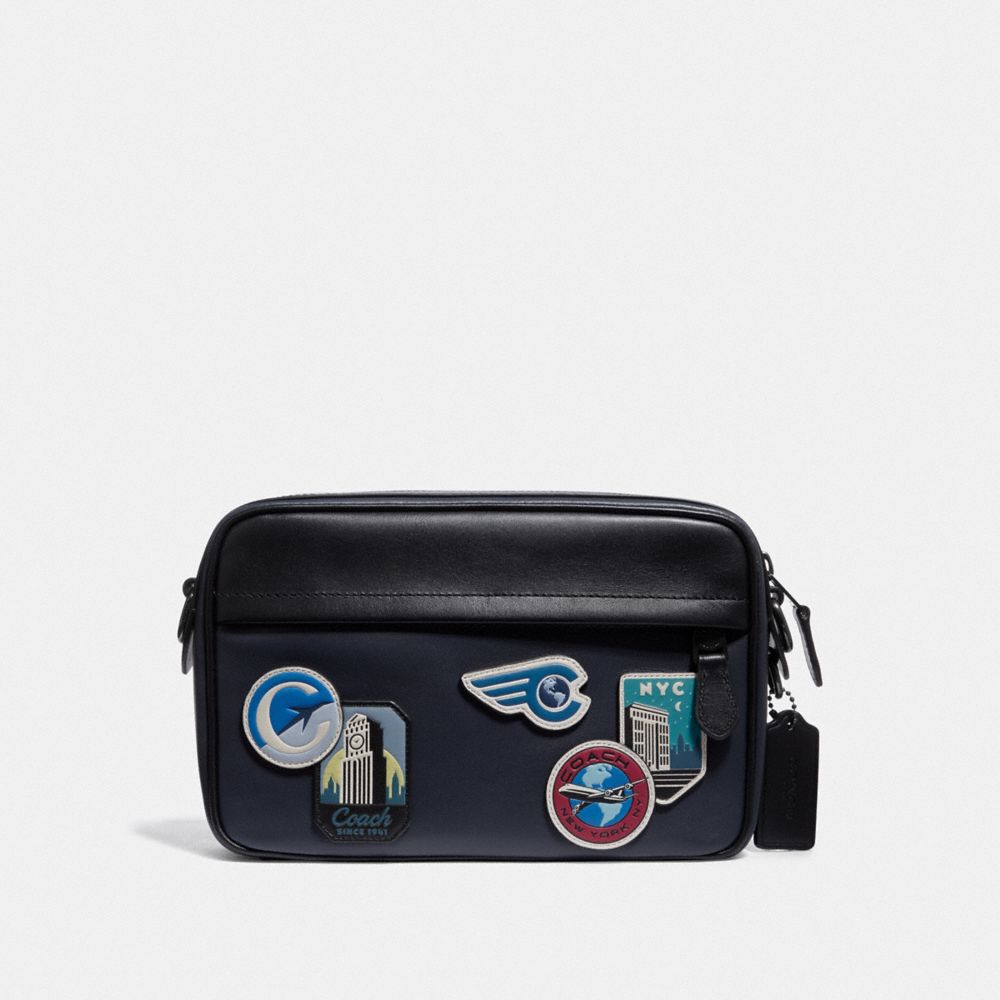 GRAHAM CROSSBODY WITH TRAVEL PATCHES - F72945 - MIDNIGHT NAVY/MULTI