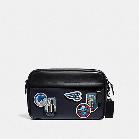 COACH F72945 GRAHAM CROSSBODY WITH TRAVEL PATCHES MIDNIGHT-NAVY/MULTI