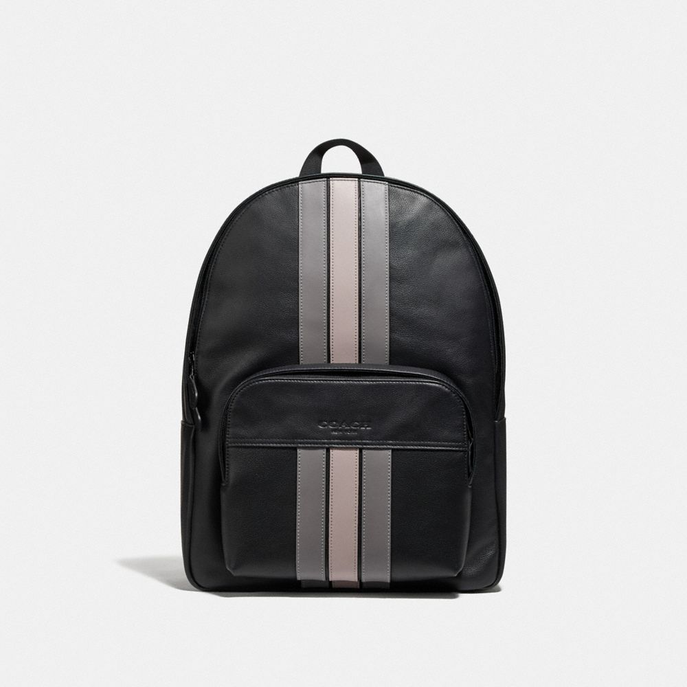 COACH F72964 Houston Backpack With Varsity Stripe BLACK ANTIQUE NICKEL/BLACK/ GREY/ CHALK