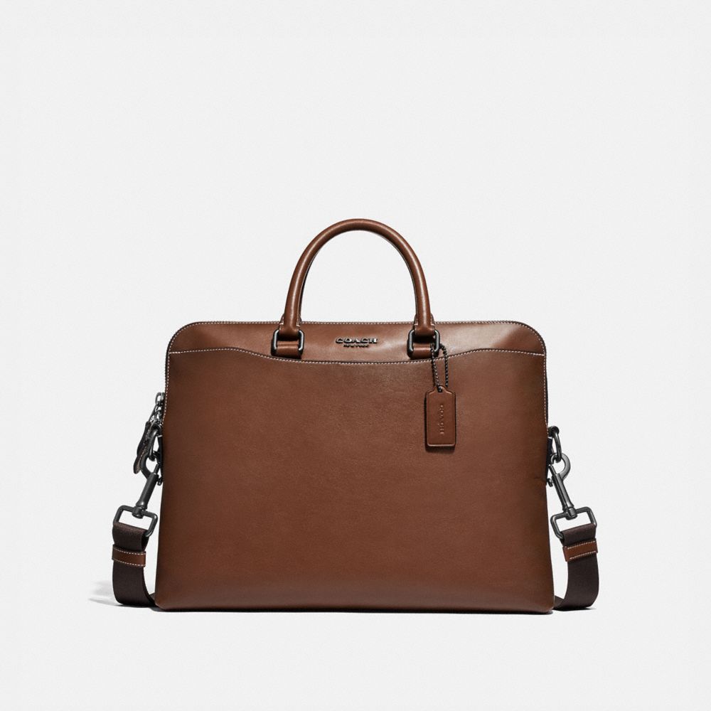 COACH BECKETT PORTFOLIO BRIEF - SADDLE/BLACK ANTIQUE NICKEL - F72969