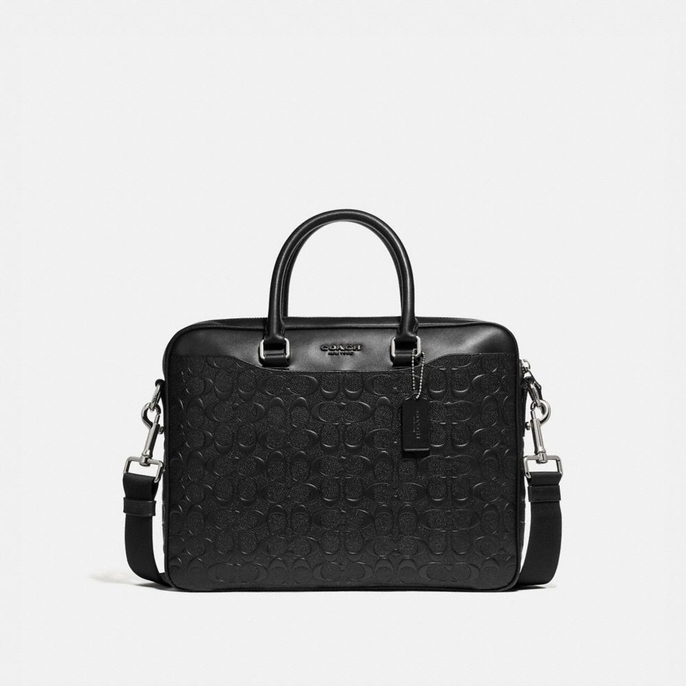 COACH BECKETT COMPACT BRIEF IN SIGNATURE LEATHER - BLACK/NICKEL - F72973