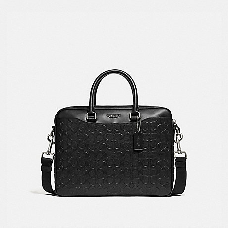 COACH BECKETT COMPACT BRIEF IN SIGNATURE LEATHER - BLACK/NICKEL - F72973