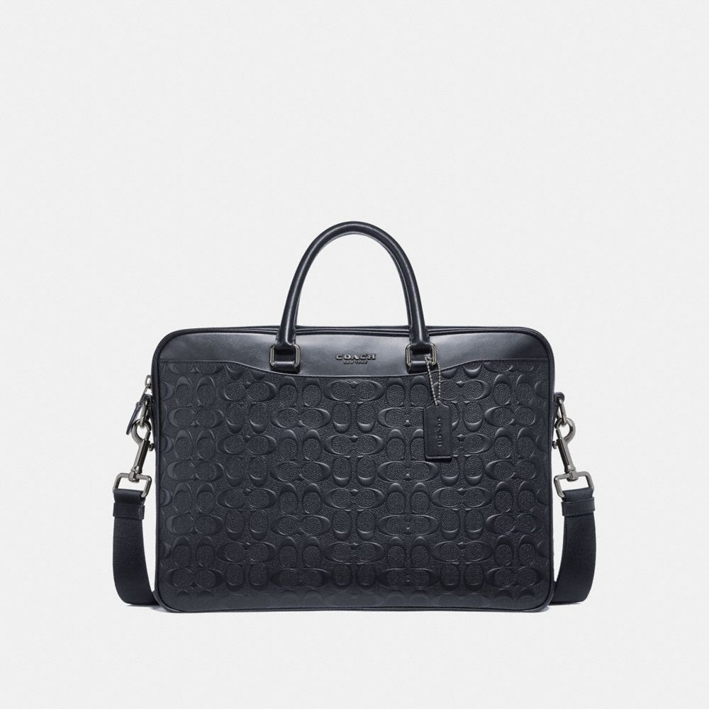 COACH F72977 - BECKETT SLIM BRIEF IN SIGNATURE LEATHER MIDNIGHT NAVY