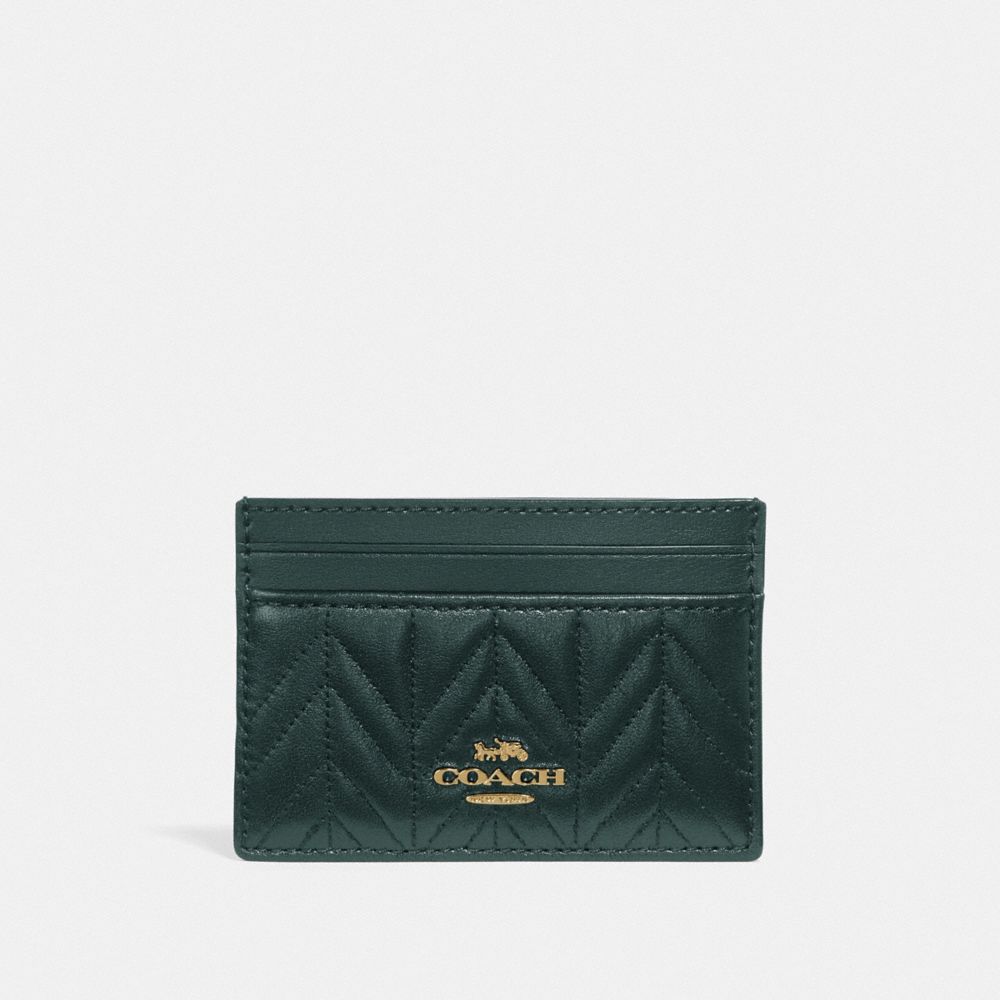 COACH CARD CASE WITH QUILTING - IM/EVERGREEN - F73000
