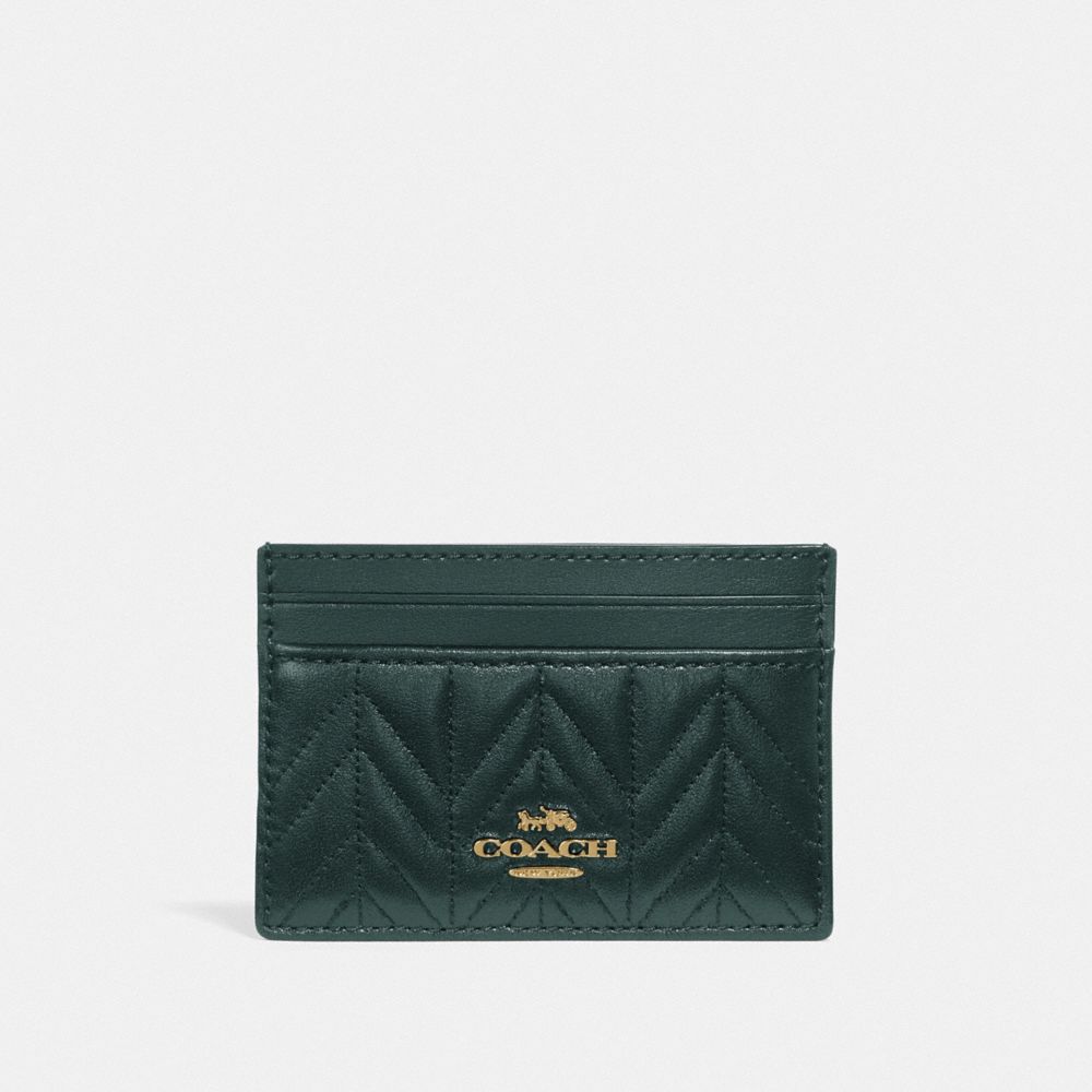 COACH F73000 CARD CASE WITH QUILTING IM/EVERGREEN