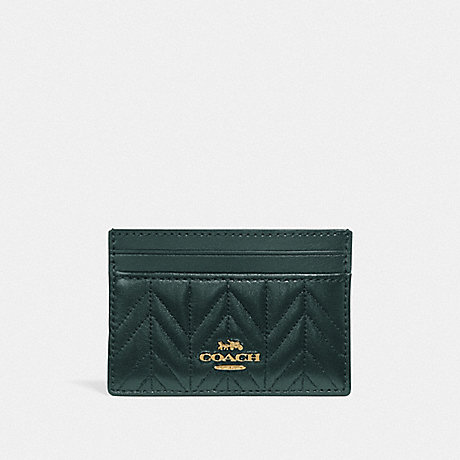 COACH F73000 CARD CASE WITH QUILTING IM/EVERGREEN