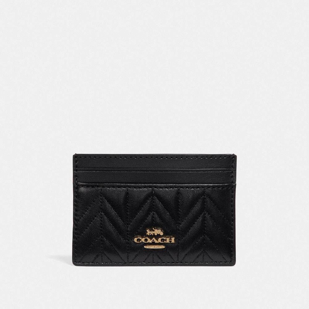 COACH CARD CASE WITH QUILTING - BLACK/IMITATION GOLD - F73000