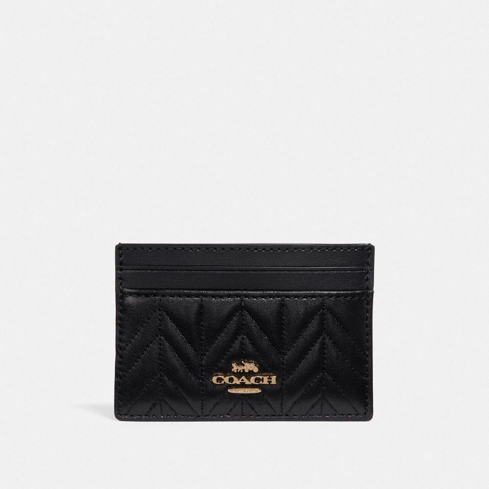 COACH F73000 CARD CASE WITH QUILTING BLACK/IMITATION GOLD