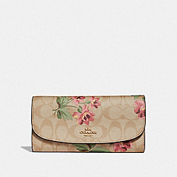 COACH F73006 Checkbook Wallet In Signature Canvas With Lily Print LIGHT KHAKI/PINK MULTI/IMITATION GOLD