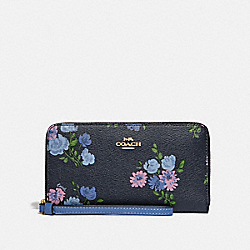 LARGE PHONE WALLET WITH PAINTED PEONY PRINT - NAVY MULTI/IMITATION GOLD - COACH F73008