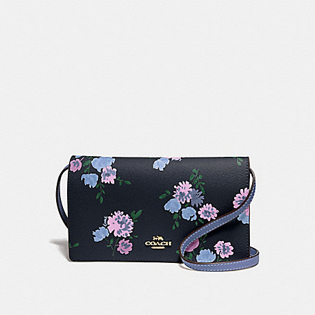 COACH HAYDEN FOLDOVER CROSSBODY CLUTCH IN SIGNTUARE CANVAS AND PAINTED PEONY PRINT - NAVY MULTI/IMITATION GOLD - F73010
