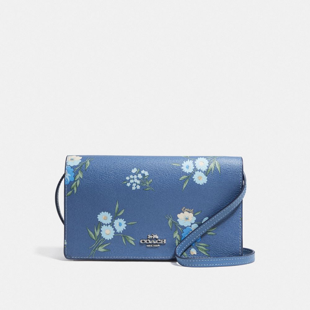 COACH F73018 Hayden Foldover Crossbody Clutch With Tossed Daisy Print DARK PERIWINKLE/MULTI/SILVER