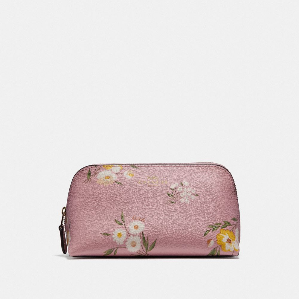 COACH COSMETIC CASE 17 WITH TOSSED DAISY PRINT - CARNATION/IMITATION GOLD - F73019