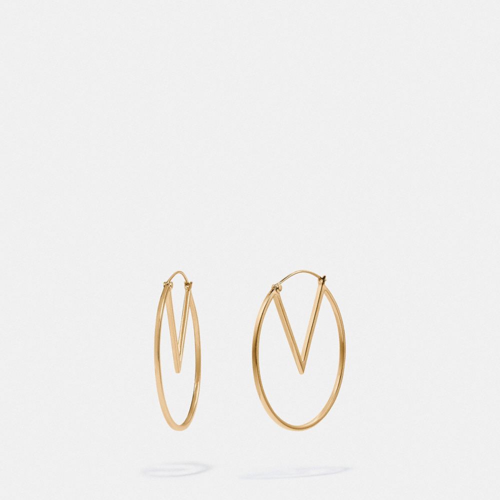 COACH PAC-MAN HOOP EARRINGS - GOLD - F73027