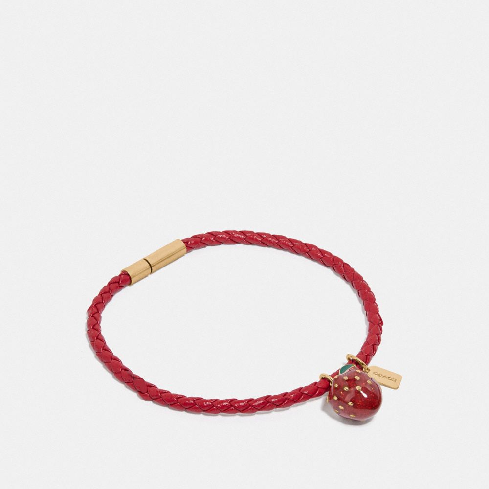 COACH STRAWBERRY CORDED BRACELET - RED/MULTI - F73032