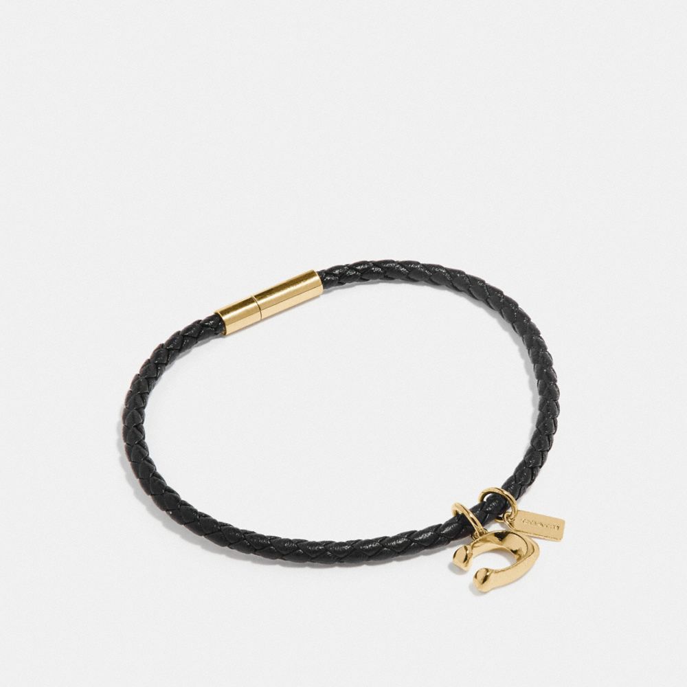 COACH F73034 Signature Corded Bracelet GOLD/BLACK