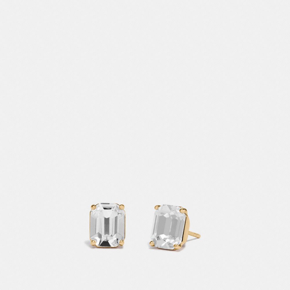 COACH F73036 Emerald Cut Stud Earrings CLEAR/GOLD