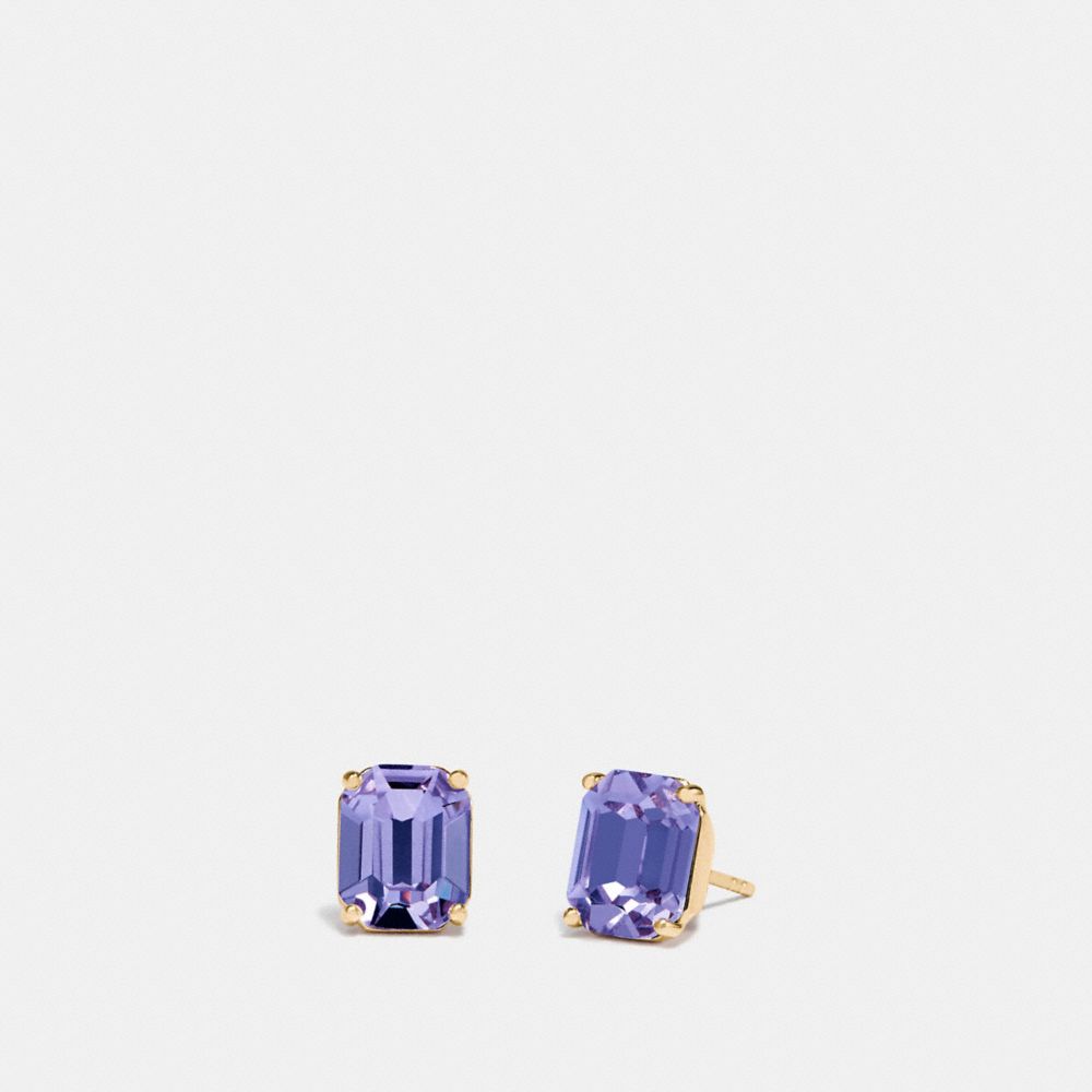 COACH EMERALD CUT STUD EARRINGS - PURPLE/GOLD - F73036