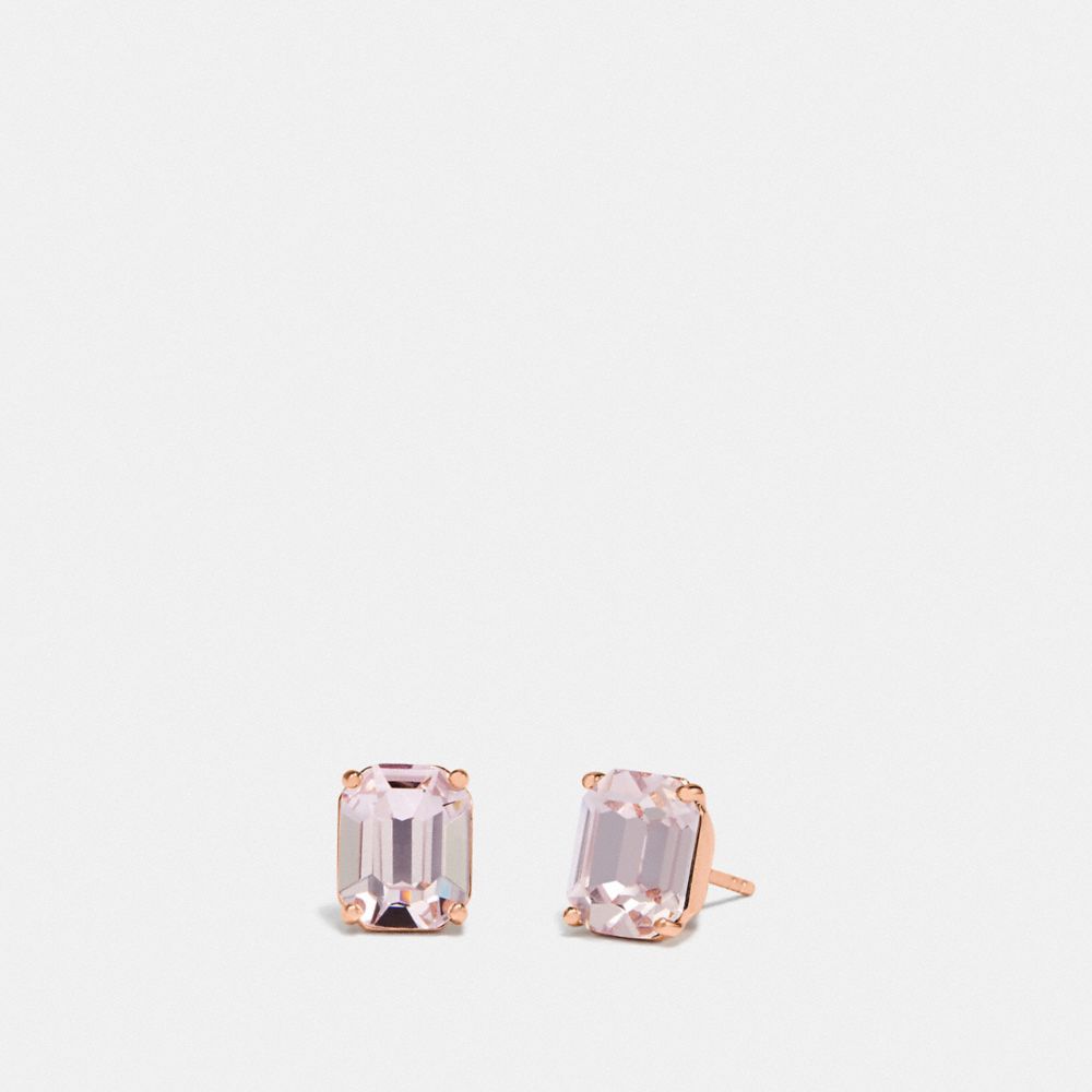 COACH EMERALD CUT STUD EARRINGS - PINK/ROSEGOLD - F73036