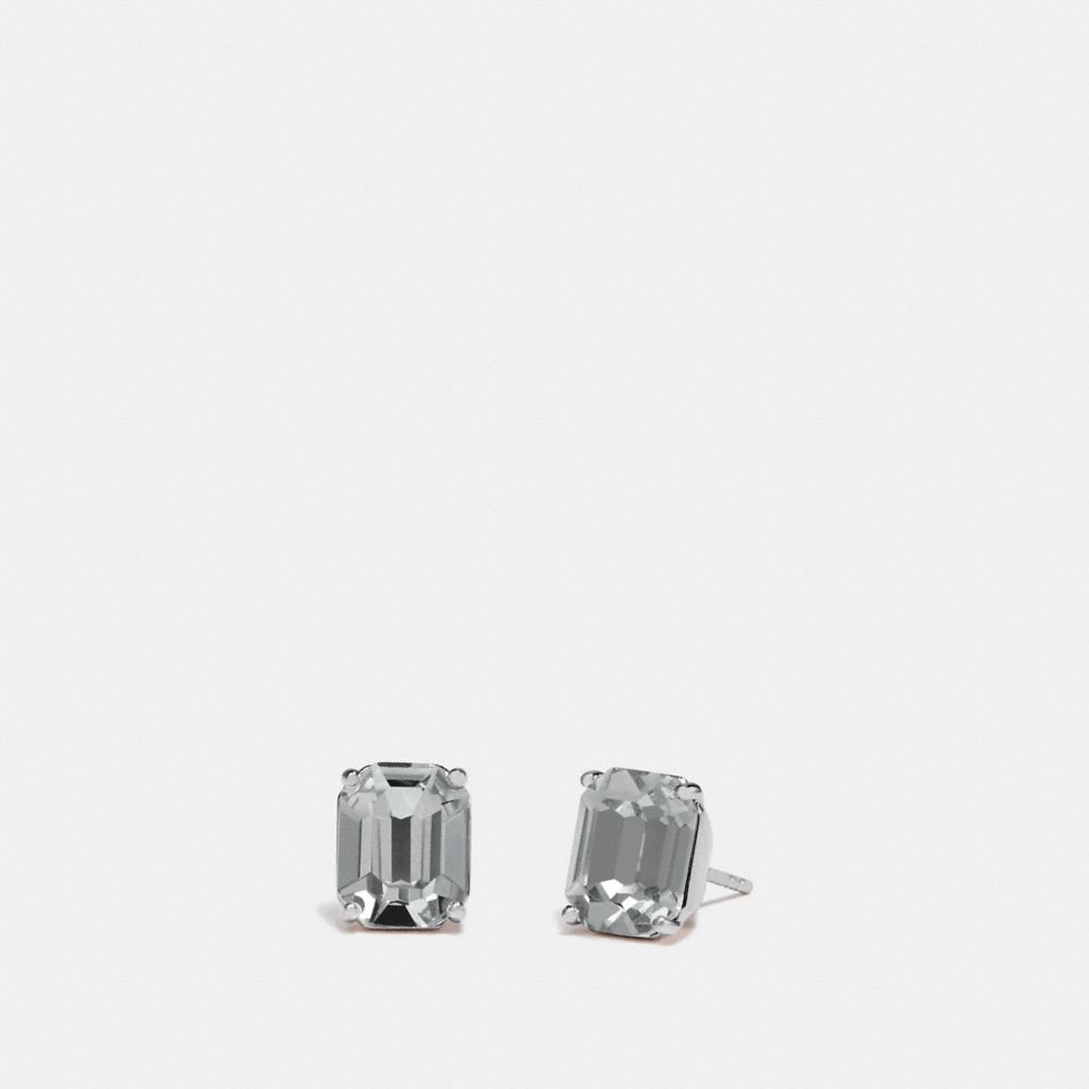 COACH EMERALD CUT STUD EARRINGS - BLACK/SILVER - F73036