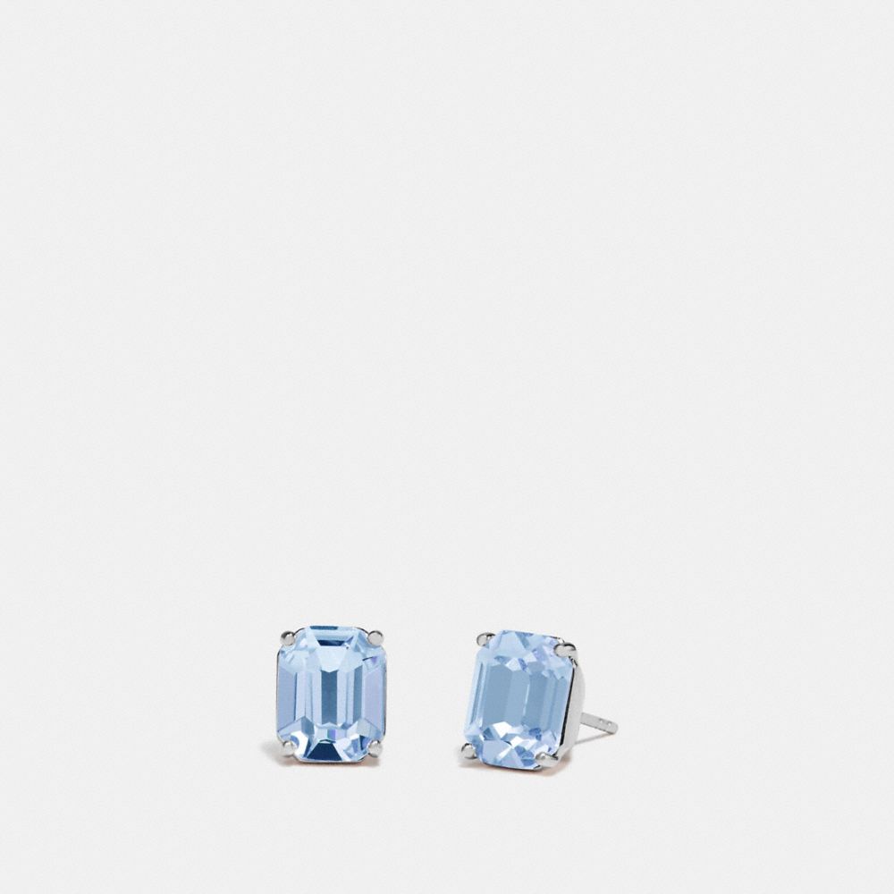 EMERALD CUT STUD EARRINGS - BLUE/SILVER - COACH F73036