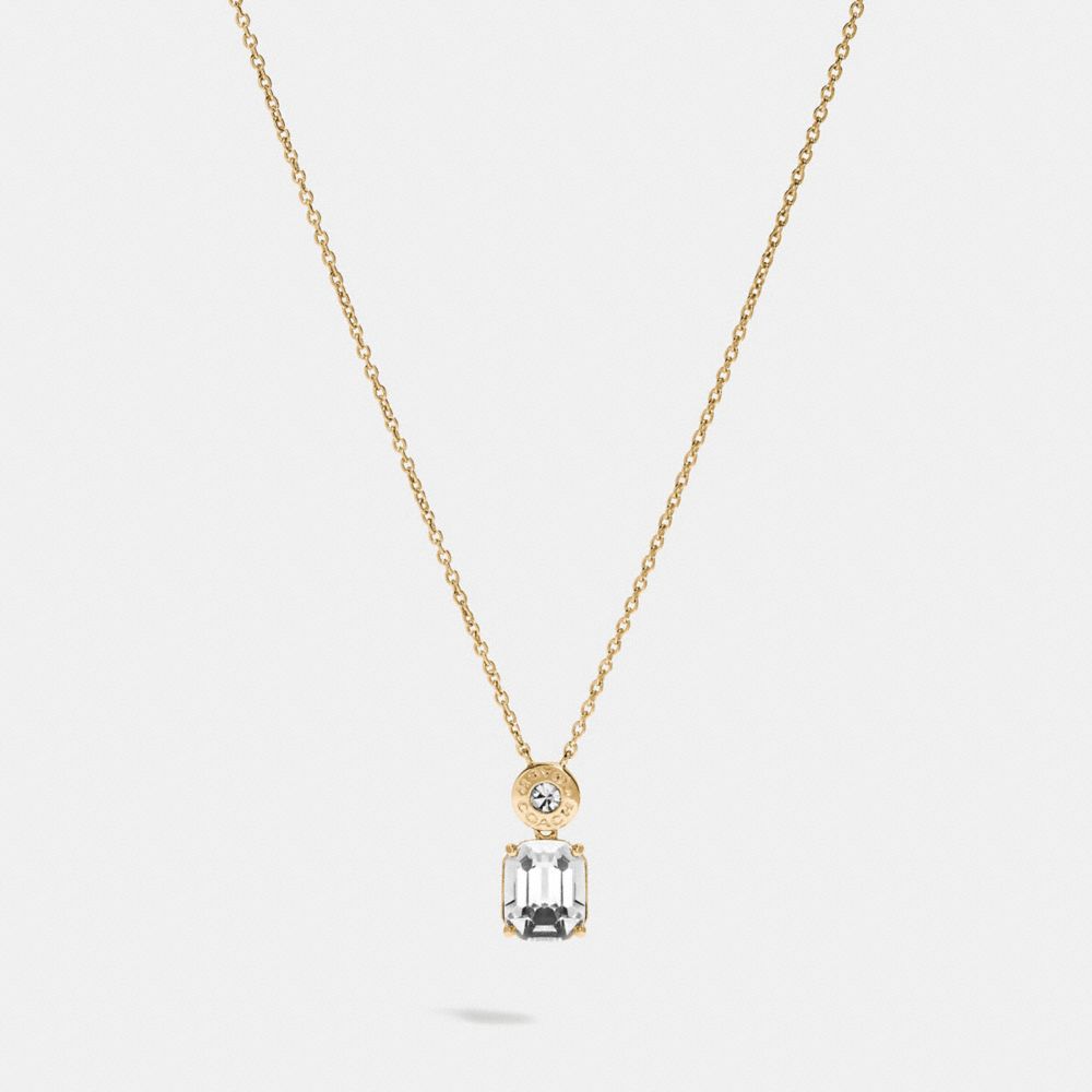 COACH EMERALD CUT CRYSTAL NECKLACE - CLEAR/GOLD - F73037