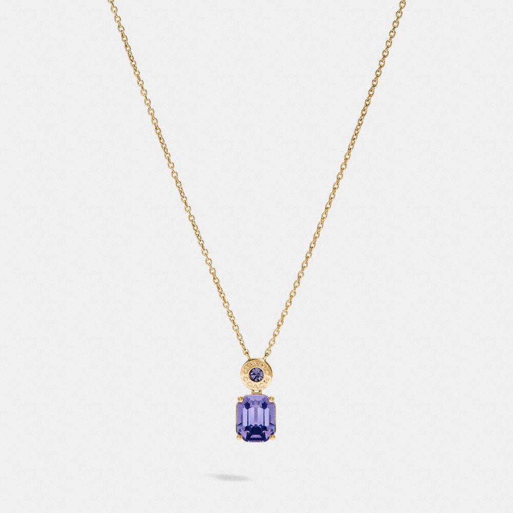 COACH F73037 EMERALD CUT CRYSTAL NECKLACE PURPLE/GOLD