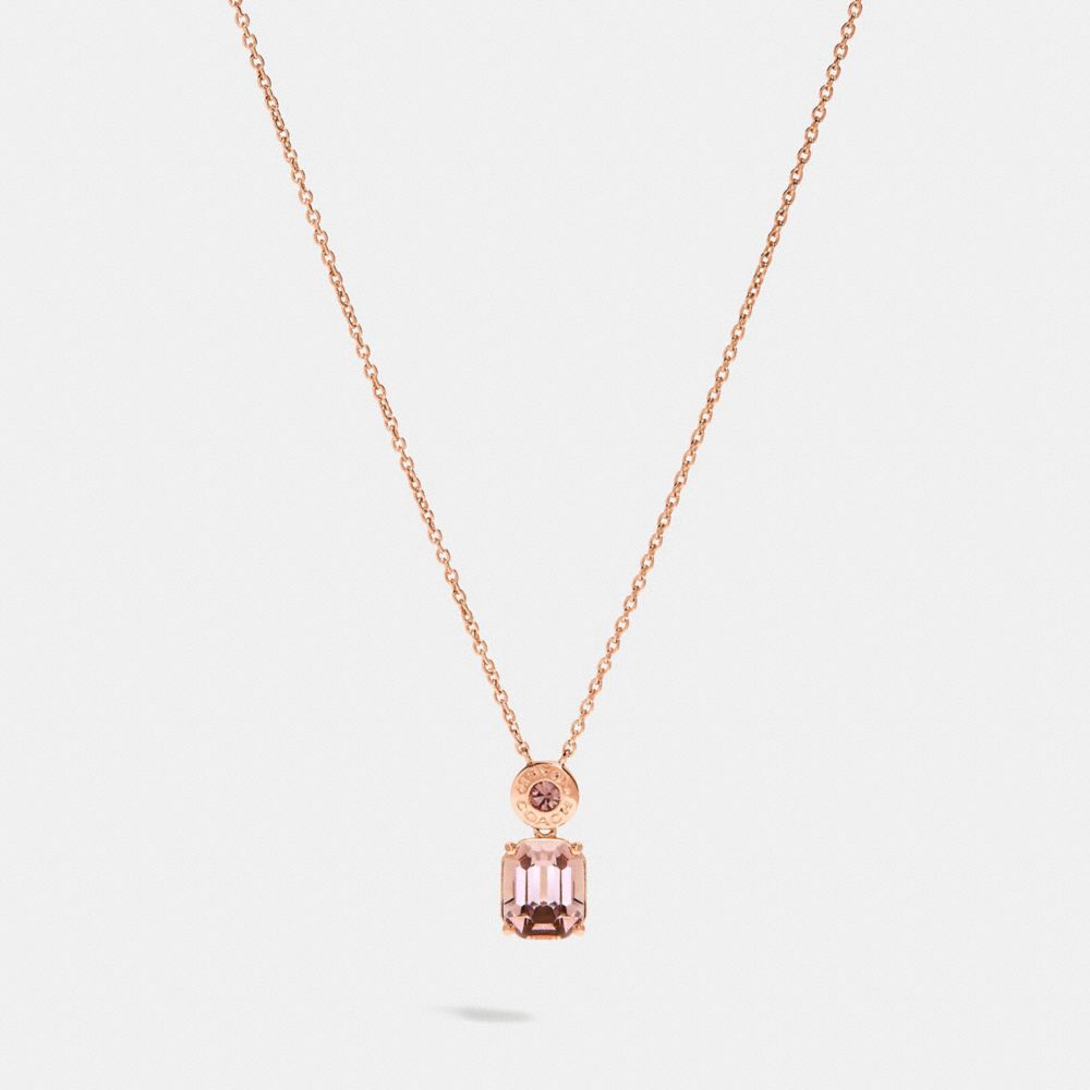 COACH F73037 Emerald Cut Crystal Necklace PEACH/ROSE GOLD