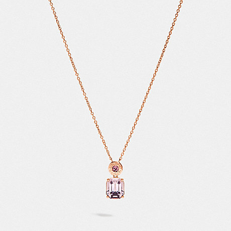 COACH F73037 EMERALD CUT CRYSTAL NECKLACE PINK/ROSEGOLD